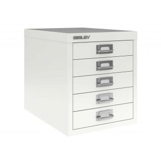 Bisley® 5-Drawer Steel Desktop Vertical File Cabinet, White