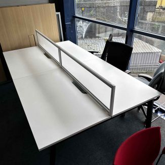 Second Hand 4 Person White Bench Desk