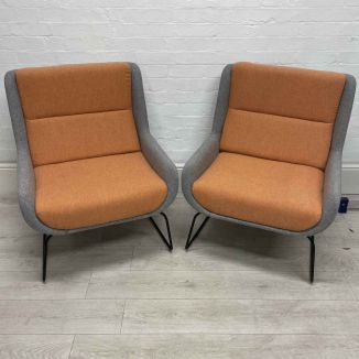 Second Hand Orange & Grey Armchairs - Set of 2