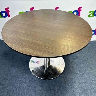 Second Hand Round Walnut Meeting Table - 1000mm