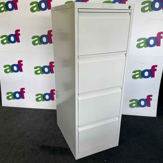 Second Hand White 4 Drawer Filing Cabinet 