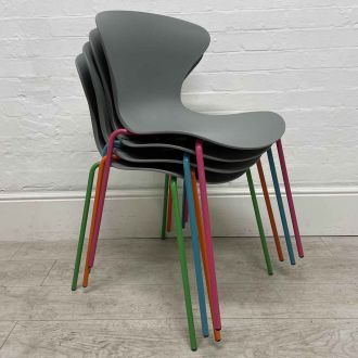 Second Hand Grey Stacking Chair - Stacked