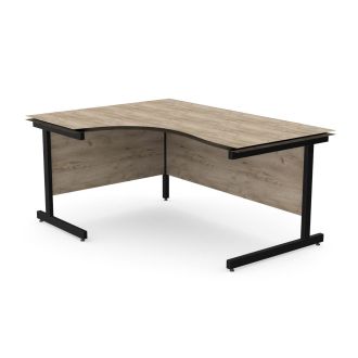 Unite Left-Handed Grey Craft Oak Corner Desk - Black Cantilever Frame